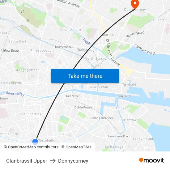 Clanbrassil Upper to Donnycarney map