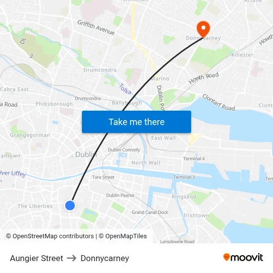 Aungier Street to Donnycarney map