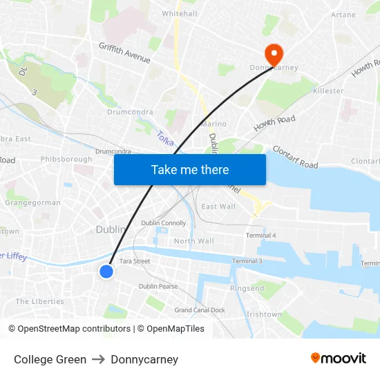 College Green to Donnycarney map