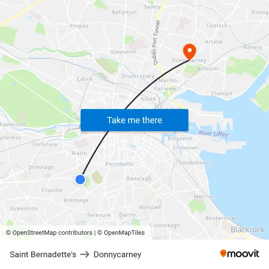 Saint Bernadette's to Donnycarney map