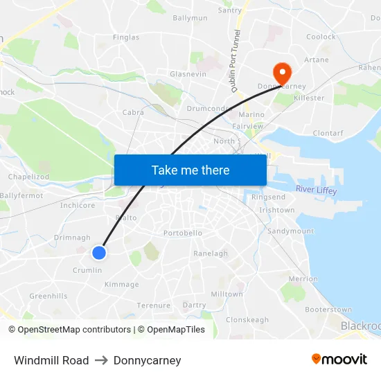 Windmill Road to Donnycarney map