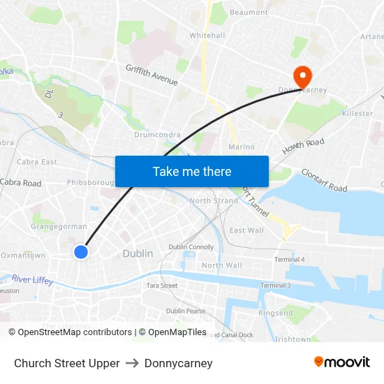 Church Street Upper to Donnycarney map