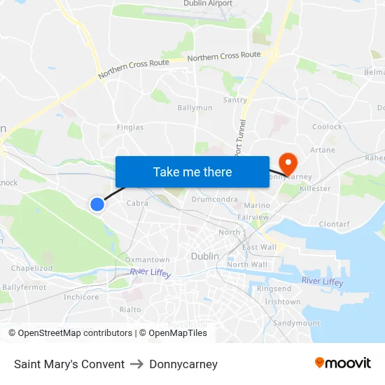 Saint Mary's Convent to Donnycarney map