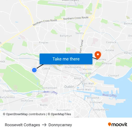 Roosevelt Cottages to Donnycarney map
