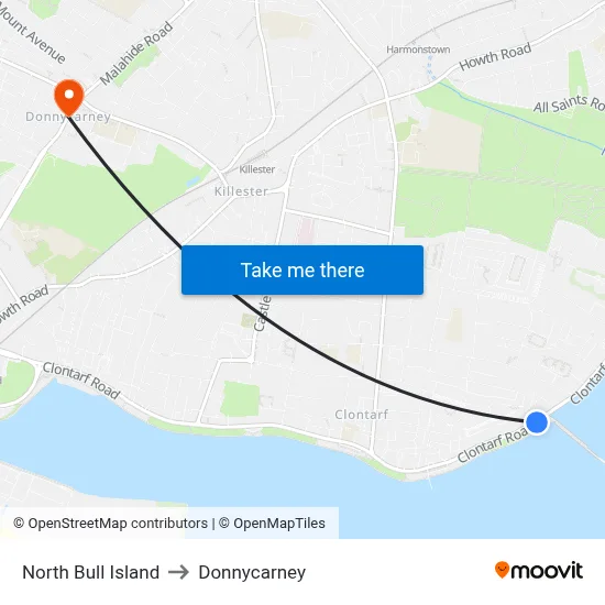 North Bull Island to Donnycarney map