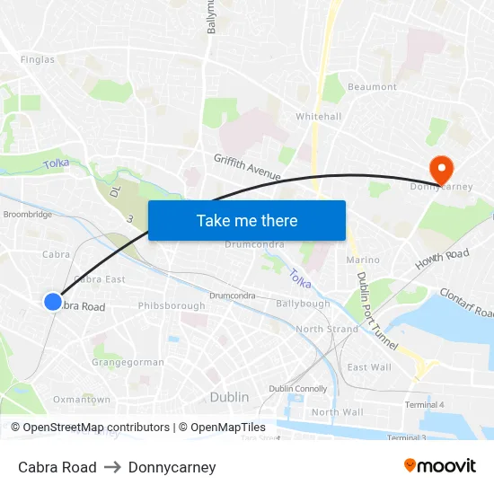 Cabra Road to Donnycarney map