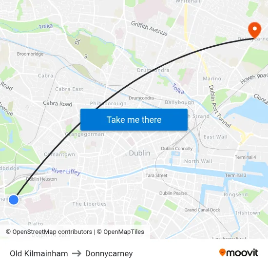 Old Kilmainham to Donnycarney map