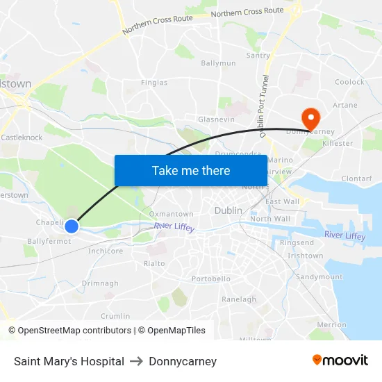 Saint Mary's Hospital to Donnycarney map