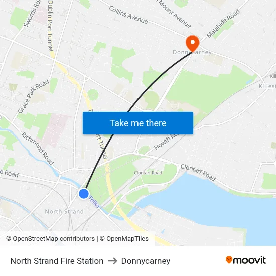 North Strand Fire Station to Donnycarney map