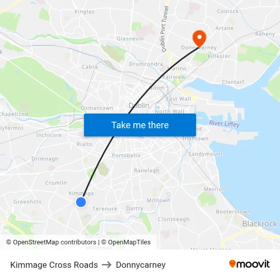 Kimmage Cross Roads to Donnycarney map