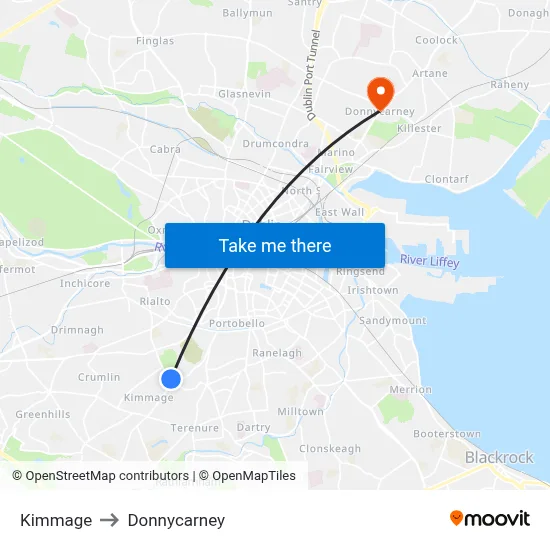 Kimmage to Donnycarney map
