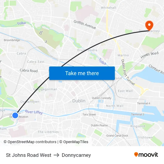 St Johns Road West to Donnycarney map