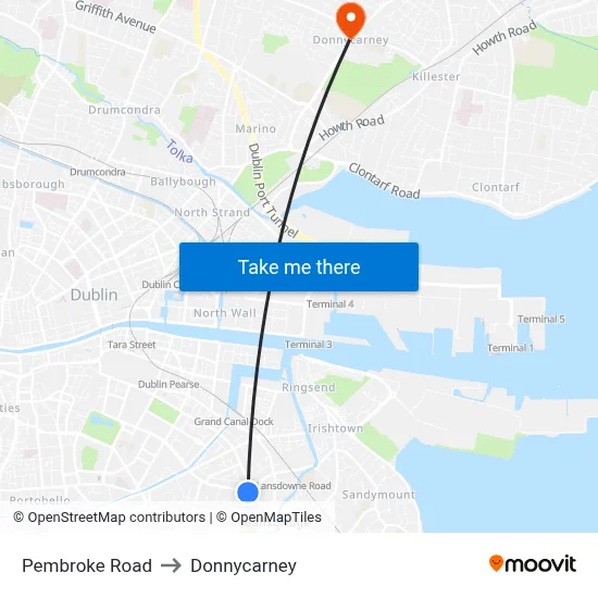 Pembroke Road to Donnycarney map
