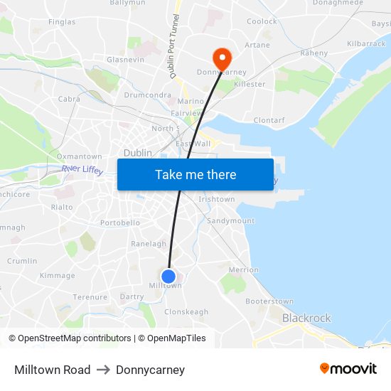 Milltown Road to Donnycarney map