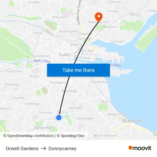 Orwell Gardens to Donnycarney map
