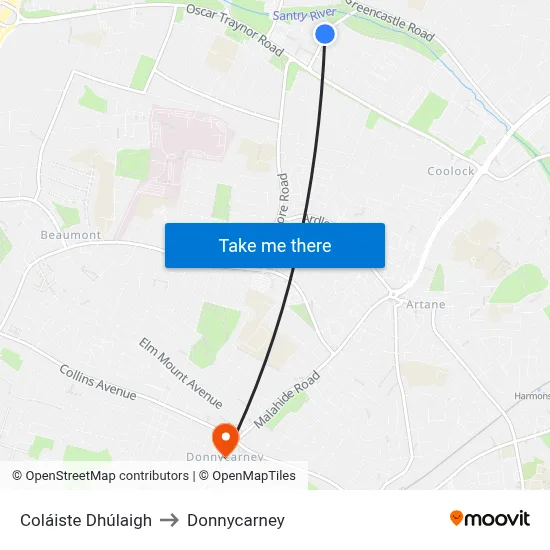 Coláiste Dhúlaigh to Donnycarney map