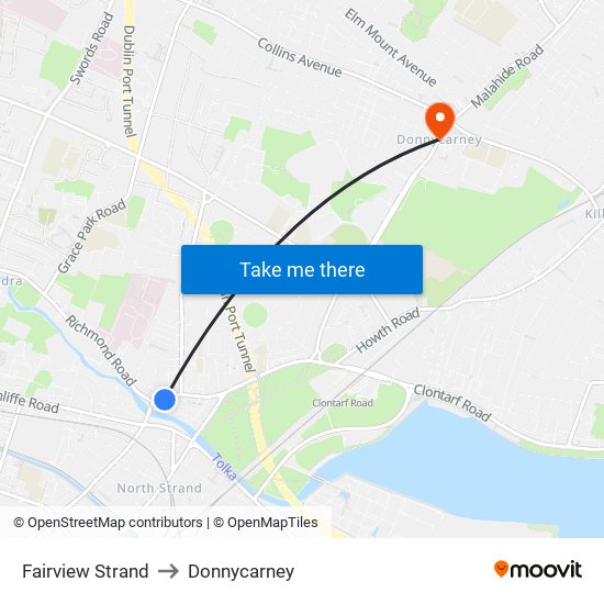 Fairview Strand to Donnycarney map