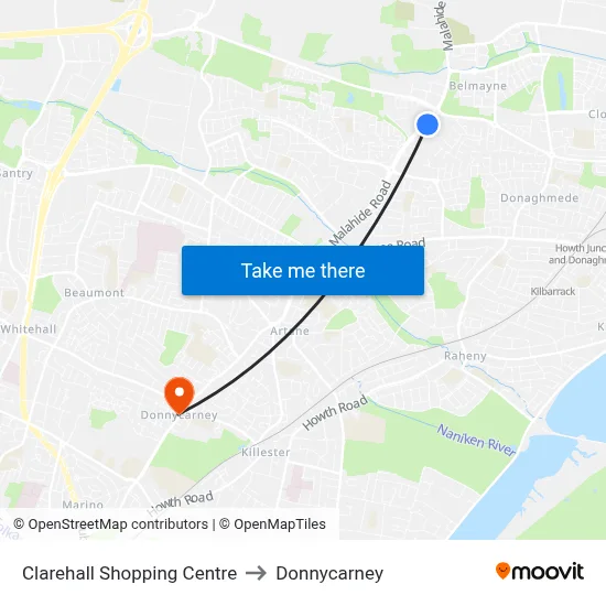 Clarehall Shopping Centre to Donnycarney map