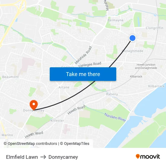 Elmfield Lawn to Donnycarney map