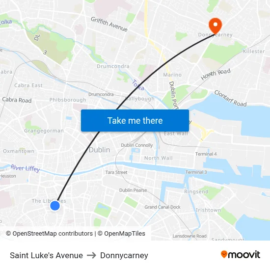 Saint Luke's Avenue to Donnycarney map