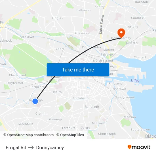 Errigal Rd to Donnycarney map