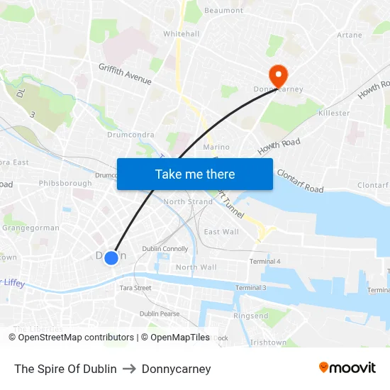 The Spire Of Dublin to Donnycarney map