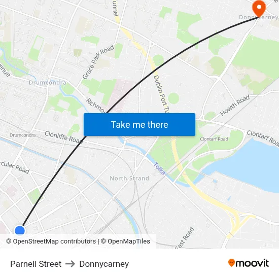 Parnell Street to Donnycarney map