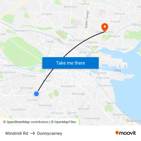 Windmill Rd to Donnycarney map