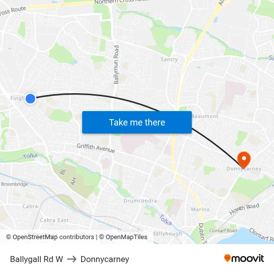 Ballygall Rd W to Donnycarney map