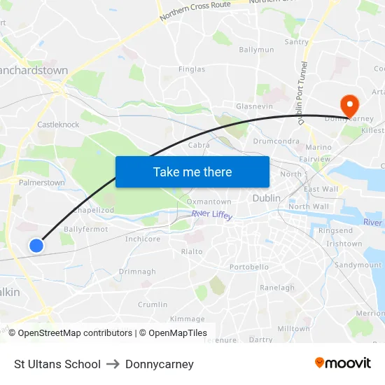 St Ultans School to Donnycarney map