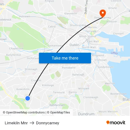 Limekiln Mnr to Donnycarney map
