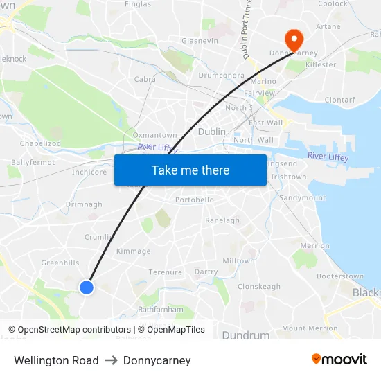 Wellington Road to Donnycarney map