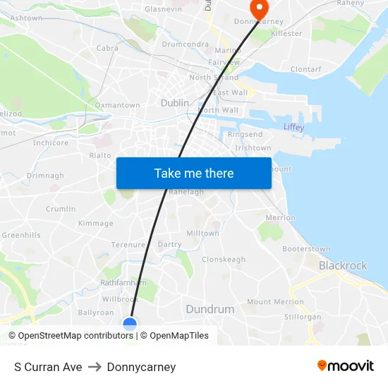 S Curran Ave to Donnycarney map