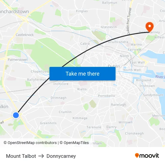 Mount Talbot to Donnycarney map