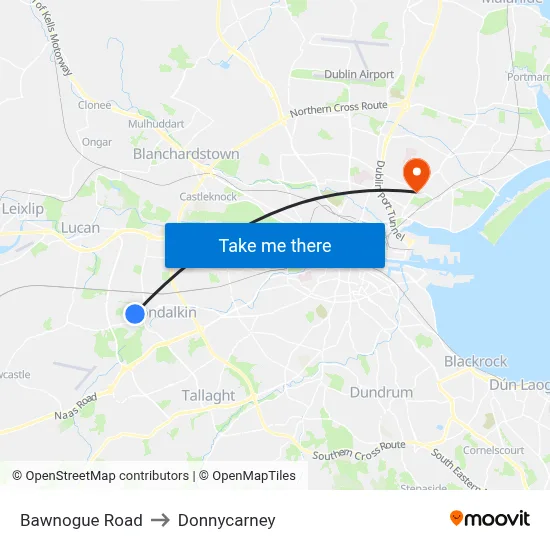 Bawnogue Road to Donnycarney map