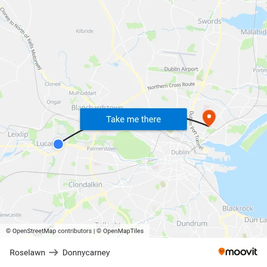 Roselawn to Donnycarney map