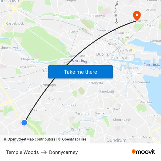 Temple Woods to Donnycarney map