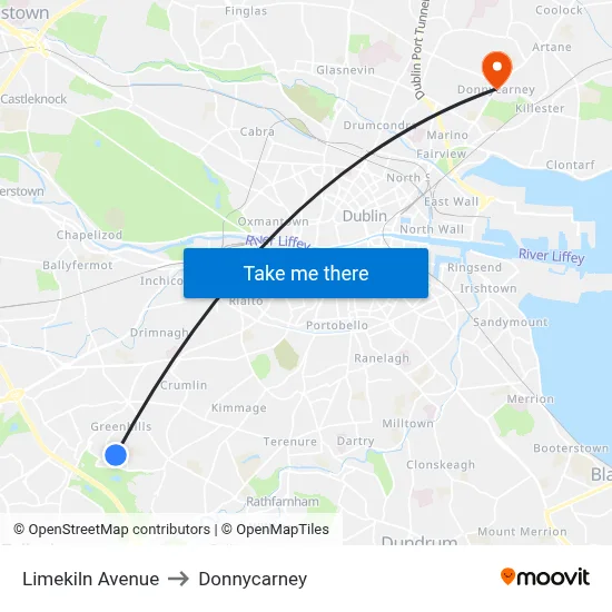 Limekiln Avenue to Donnycarney map