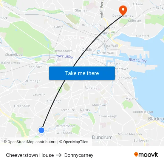 Cheeverstown House to Donnycarney map