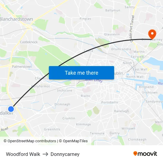Woodford Walk to Donnycarney map