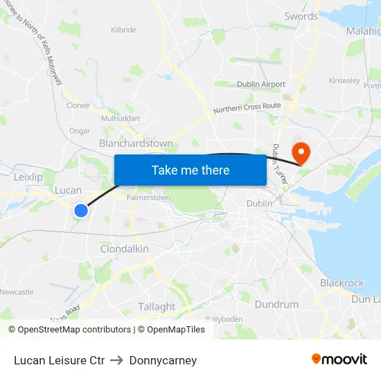 Lucan Leisure Ctr to Donnycarney map