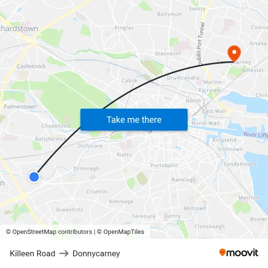 Killeen Road to Donnycarney map