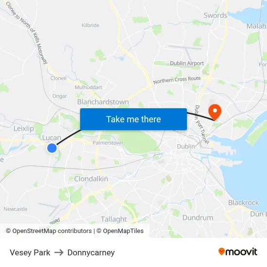Vesey Park to Donnycarney map