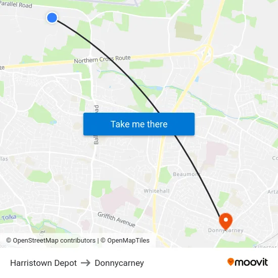 Harristown Depot to Donnycarney map