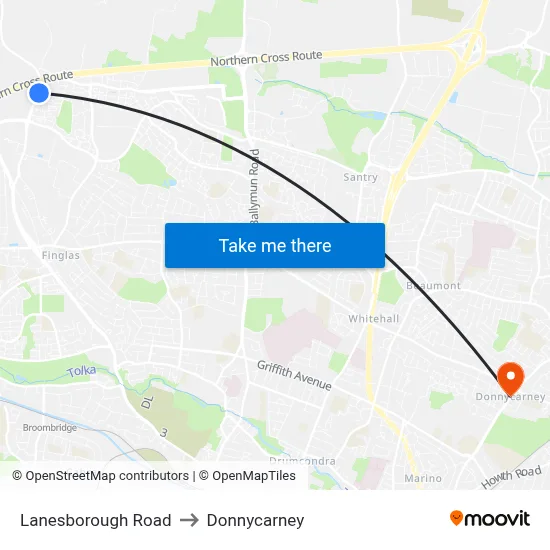 Lanesborough Road to Donnycarney map