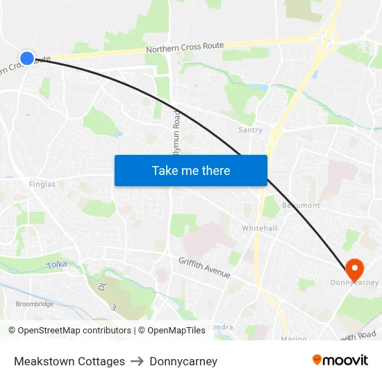 Meakstown Cottages to Donnycarney map