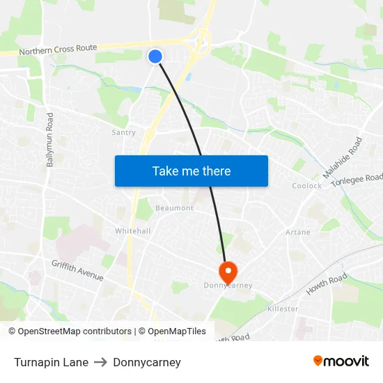 Turnapin Lane to Donnycarney map