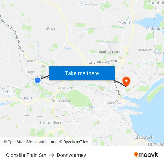 Clonsilla Train Stn to Donnycarney map