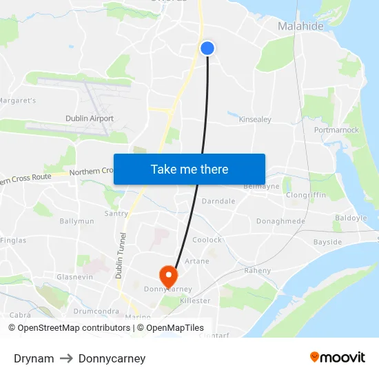 Drynam to Donnycarney map
