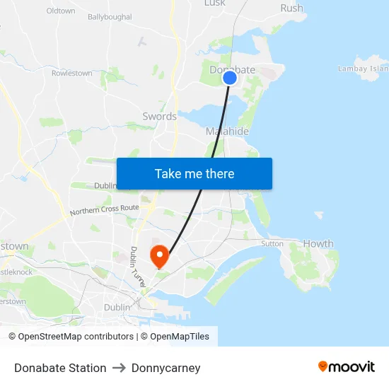 Donabate Station to Donnycarney map